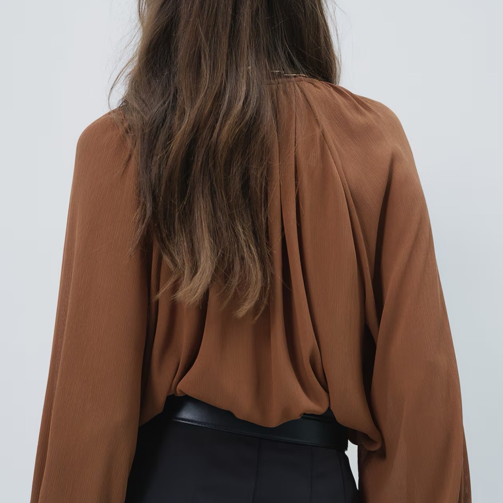 H&M Brown Ruffle Blouse - Picture 4 of 10